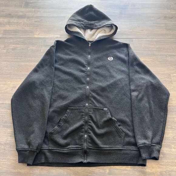 Vintage‎ Y2K Phat Farm Gray Sherpa Fleece Lined Full Zip Hooded Jacket Men's XL - Picture 1 of 7